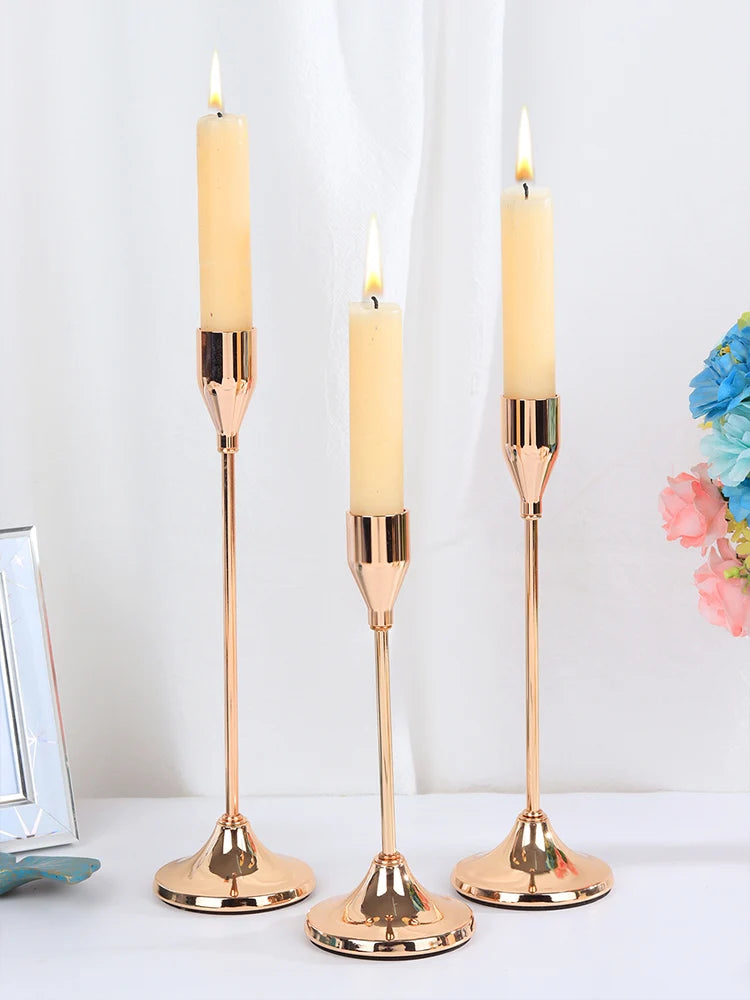 European Metal Candle Holders Set
