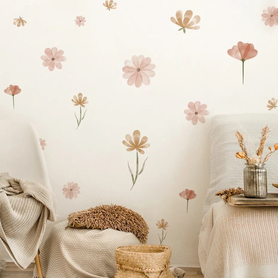 Flowers Wall Stickers Watercolor Home Decor