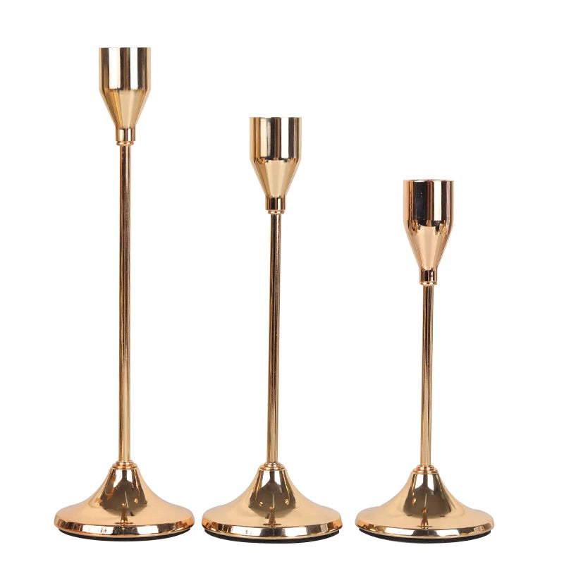 European Metal Candle Holders Set