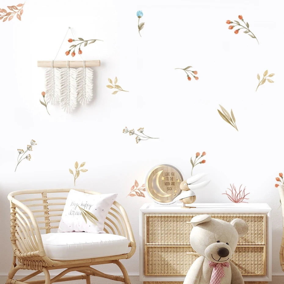 Flowers Wall Stickers Watercolor Home Decor