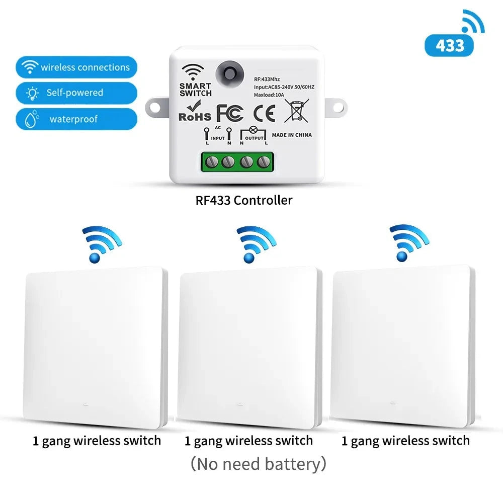 Wireless Self-Power Light Switch Set