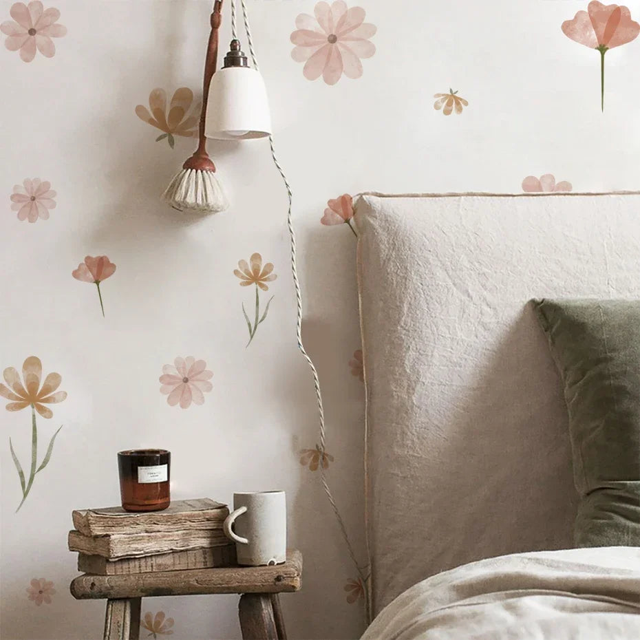 Flowers Wall Stickers Watercolor Home Decor