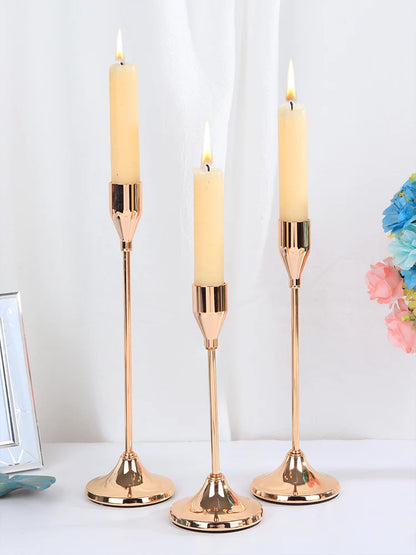 European Metal Candle Holders Set