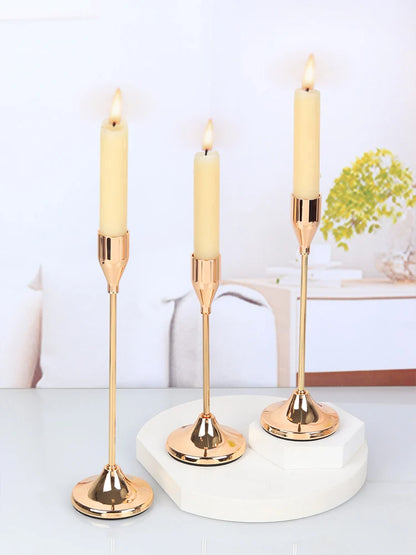 European Metal Candle Holders Set
