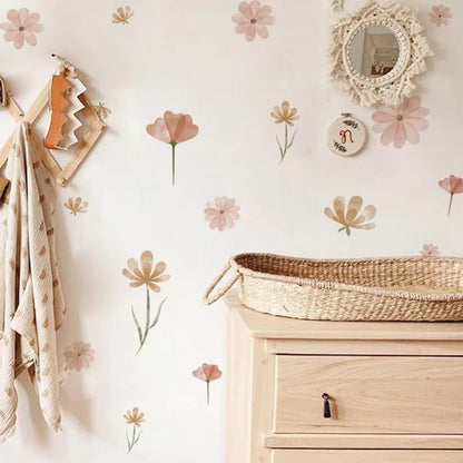 Flowers Wall Stickers Watercolor Home Decor