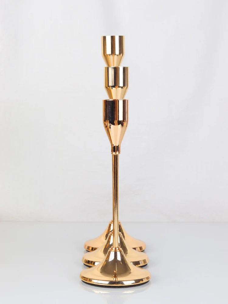 European Metal Candle Holders Set