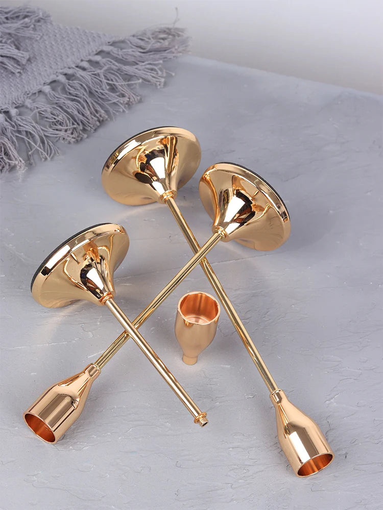 European Metal Candle Holders Set
